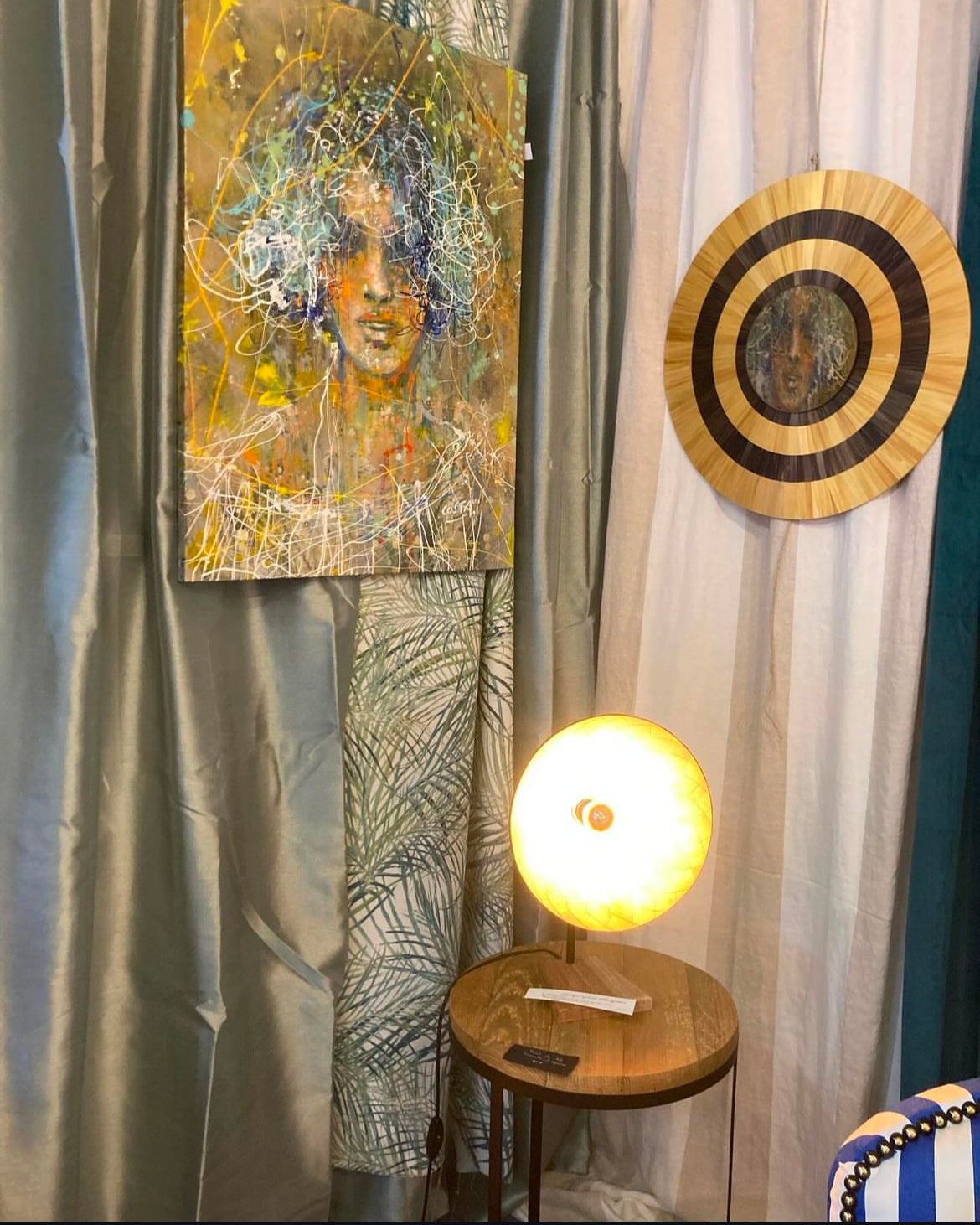 Miroir « Rondeur de paille » XL doré et chocolat