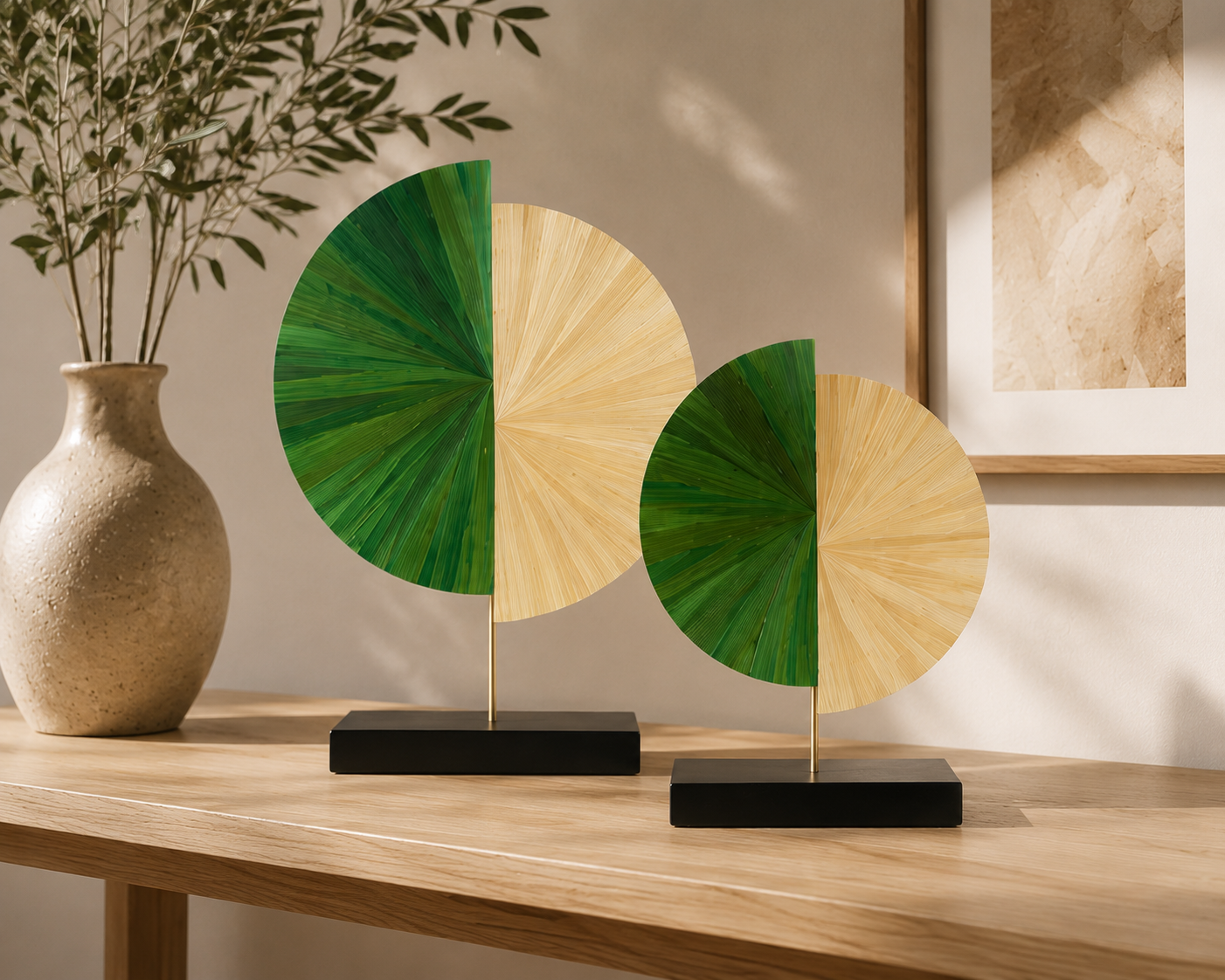 HALO 30 – Sculpture contemporaine en marqueterie de paille –