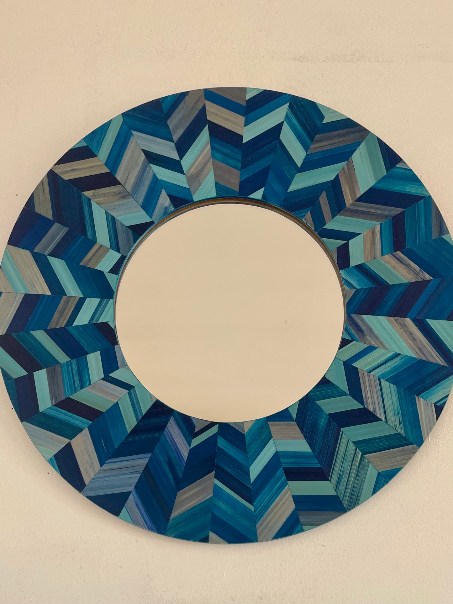 Miroir « Rondeur de paille » bleu