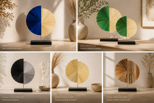 HALO 20 – Sculpture contemporaine en marqueterie de paille –