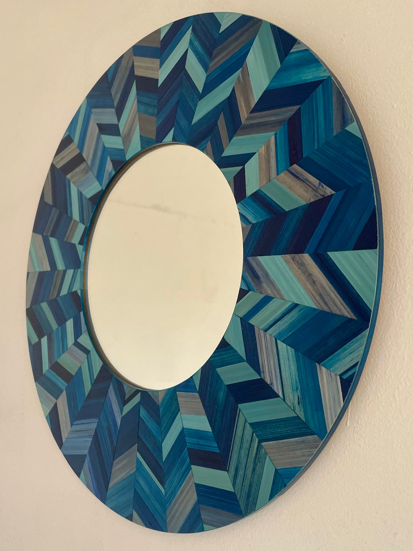 Miroir « Rondeur de paille » bleu