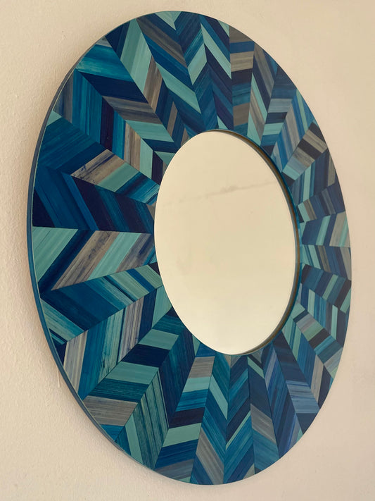 Miroir « Rondeur de paille » bleu