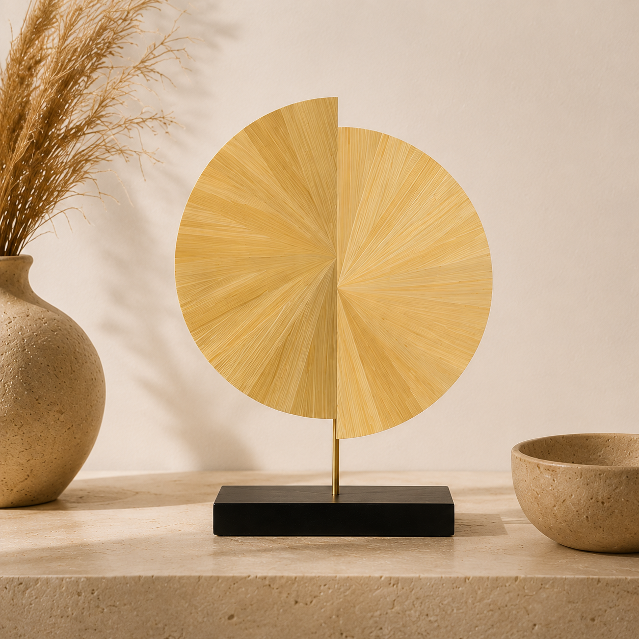 HALO 20 – Sculpture contemporaine en marqueterie de paille –