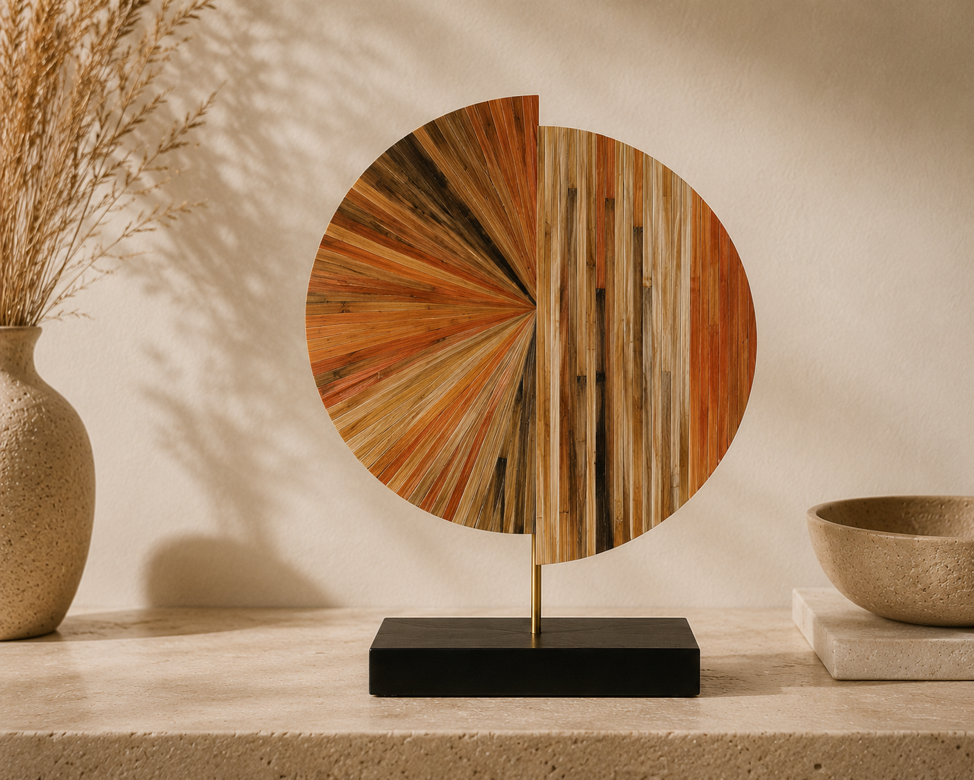 HALO 20 – Sculpture contemporaine en marqueterie de paille –