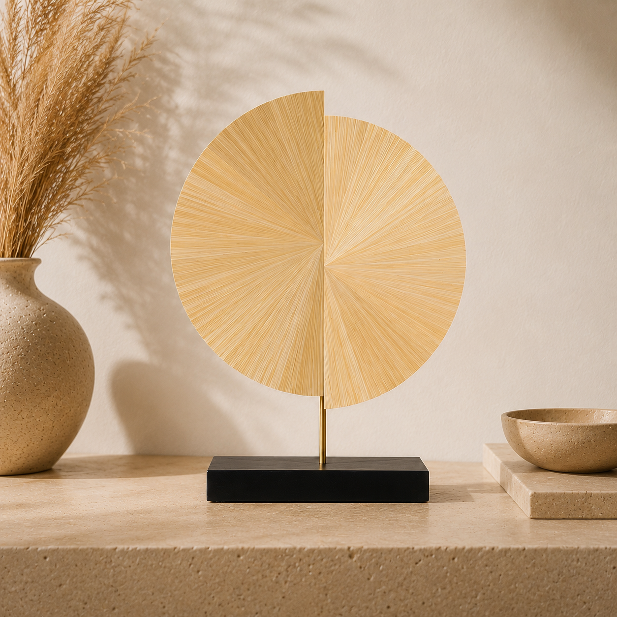 HALO 20 – Sculpture contemporaine en marqueterie de paille –