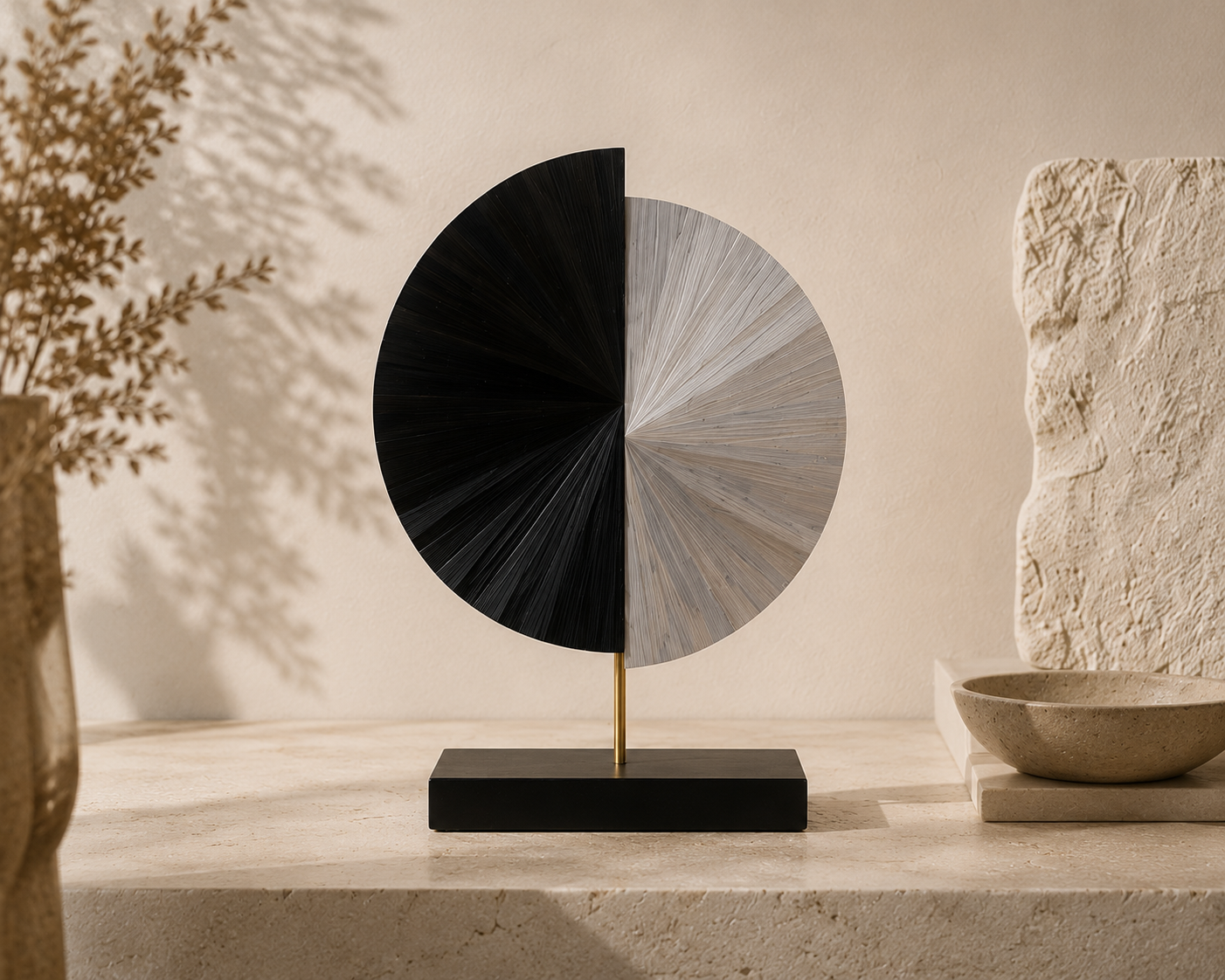 HALO 20 – Sculpture contemporaine en marqueterie de paille –