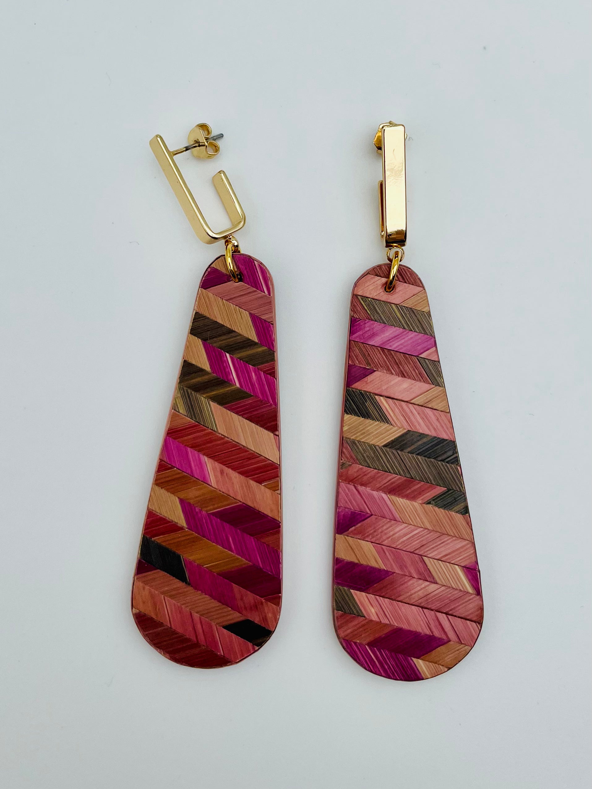 Boucles d'Oreilles en Marqueterie de Paille  Créations Artisanales Uniques  – L'atelier de France-Pascale